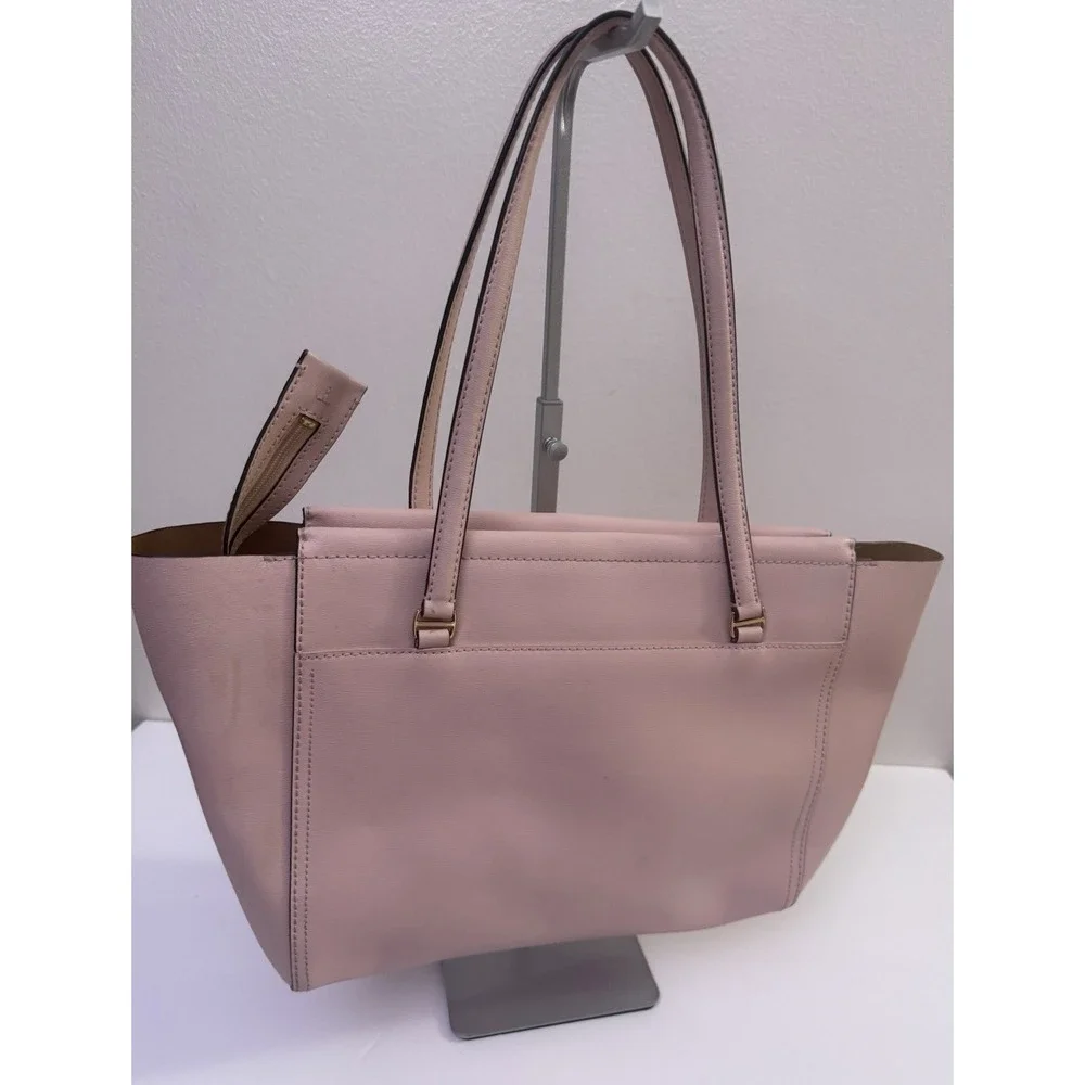Tory Burch Parker Tote Pink Leather Bag Purse Classic Preppy Zip Top‎